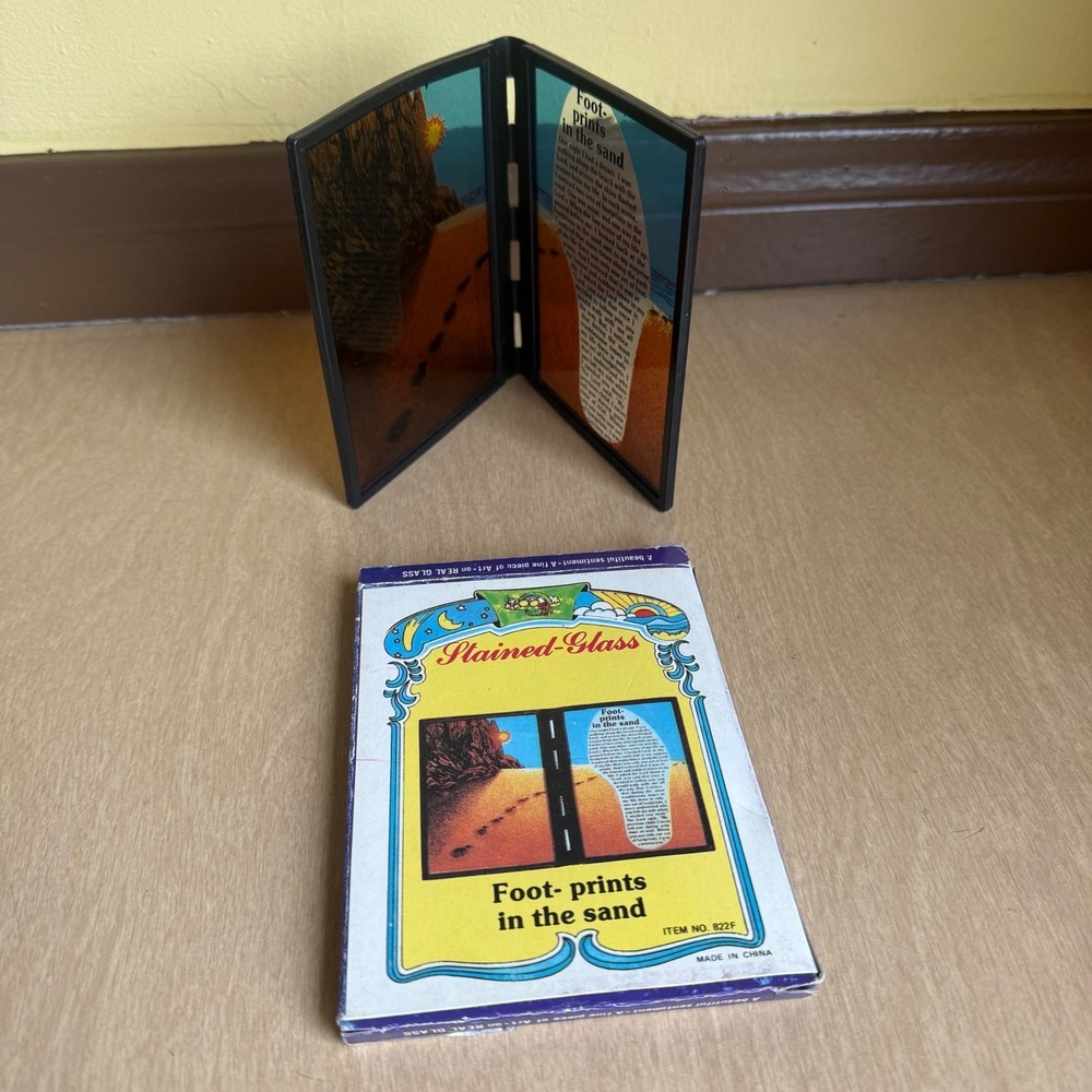 Stained-Glass Footprints in the Sand Art Unisex Multicolor Excellent Vintage box